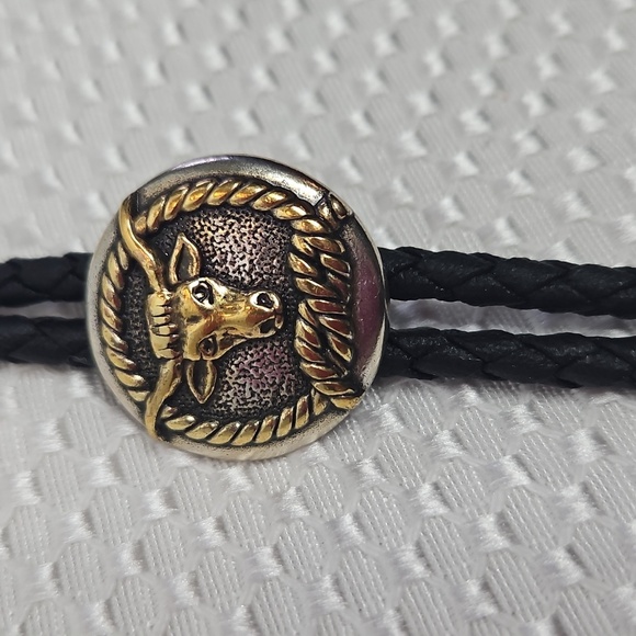 VINTAGE STEER WITH BOBED WIRE DETAIL BOLO WESTERN TIE - Picture 7 of 7